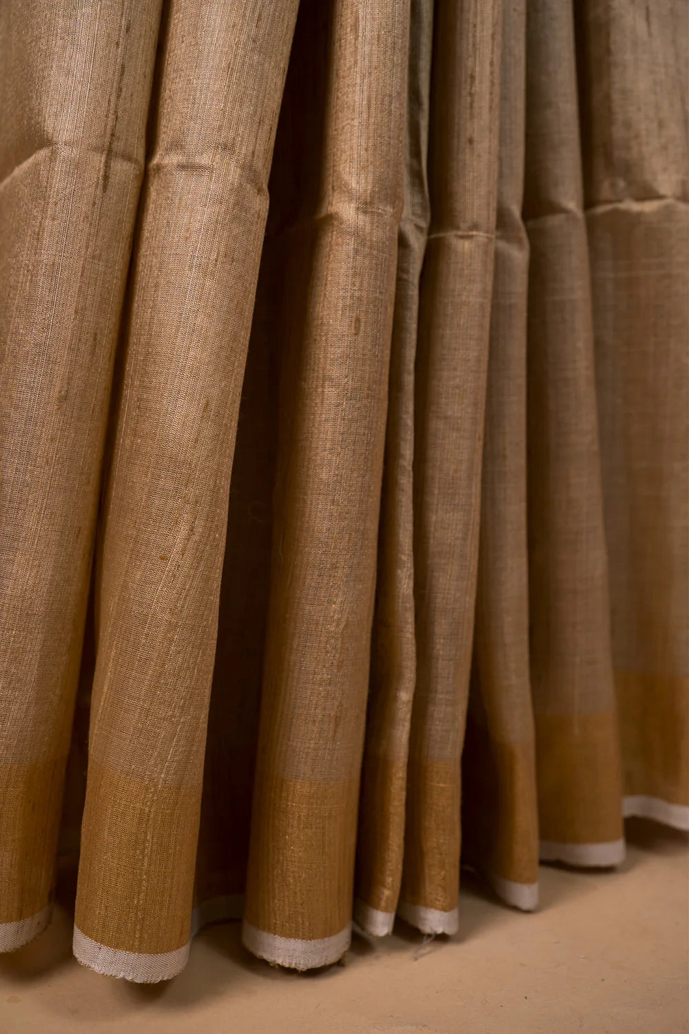 Beige Handloom Raw Silk Saree