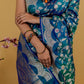 Elegant Peacock Color Uppada Handloom Katan Banarasi Silk Saree