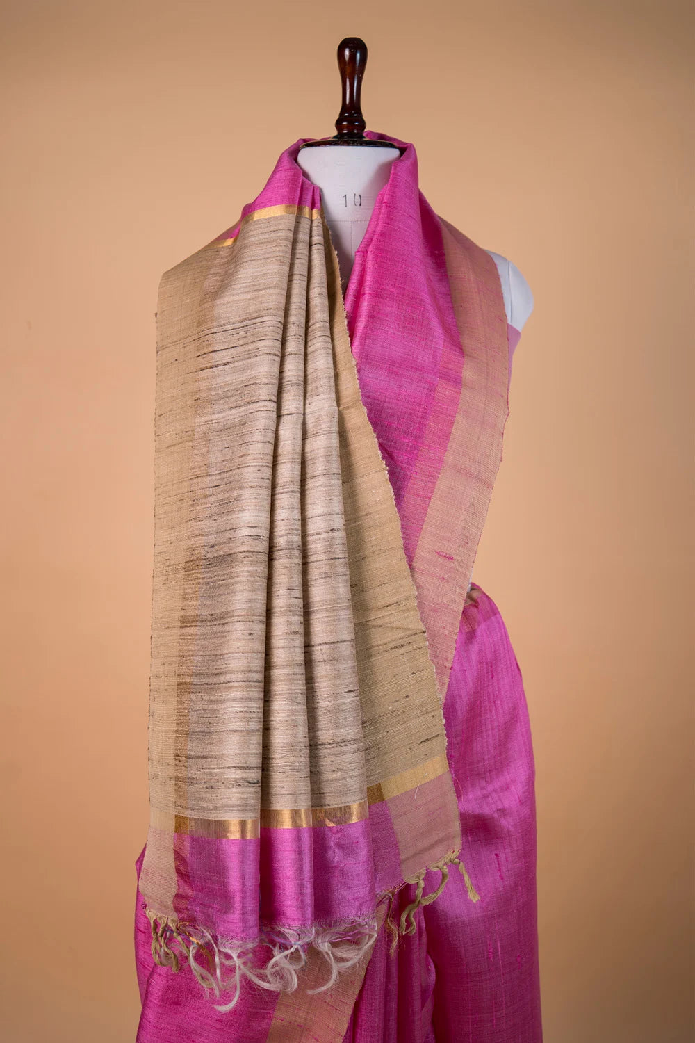 Baby Pink Handloom Raw Silk Saree