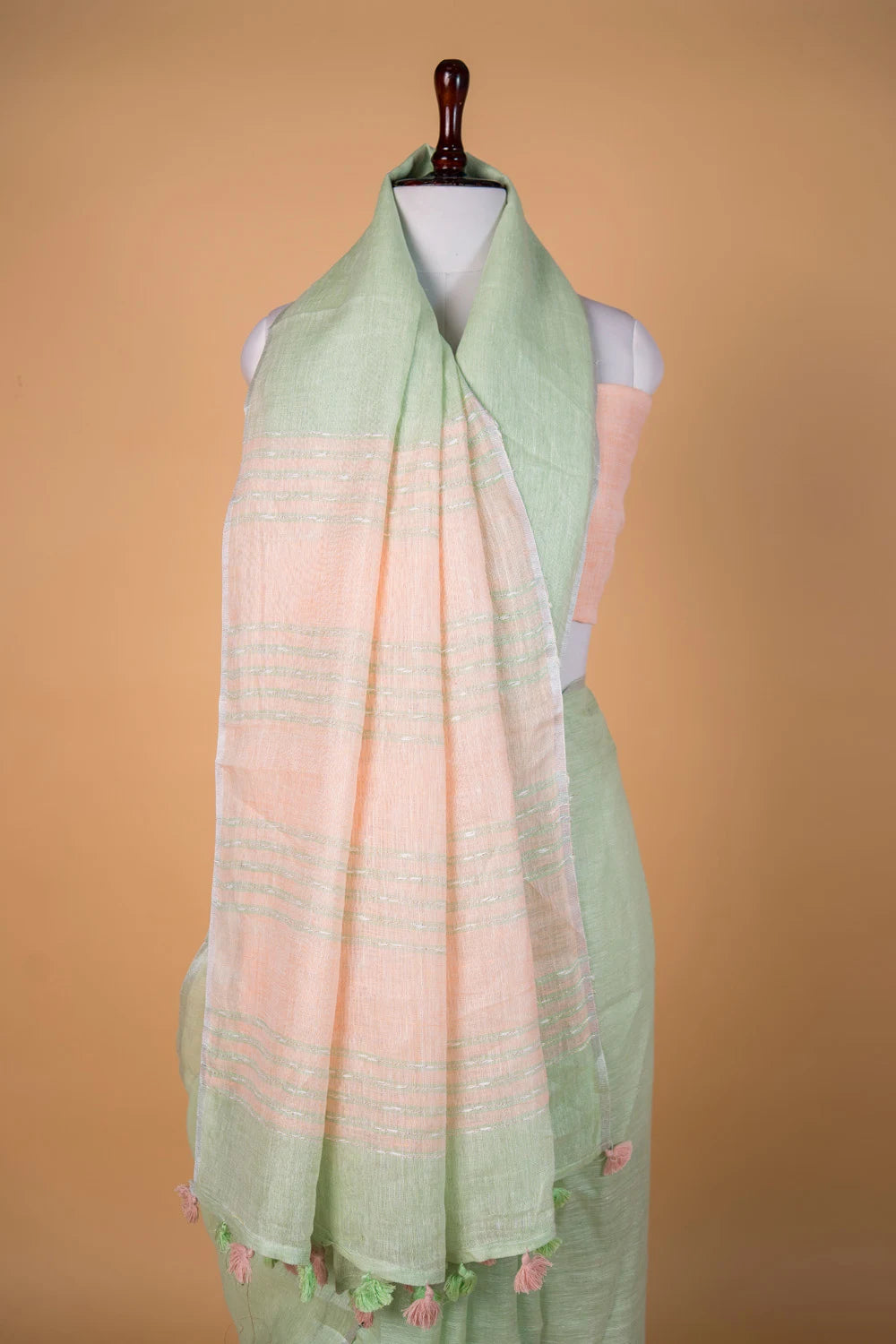 Liril Green Pure Linen Saree