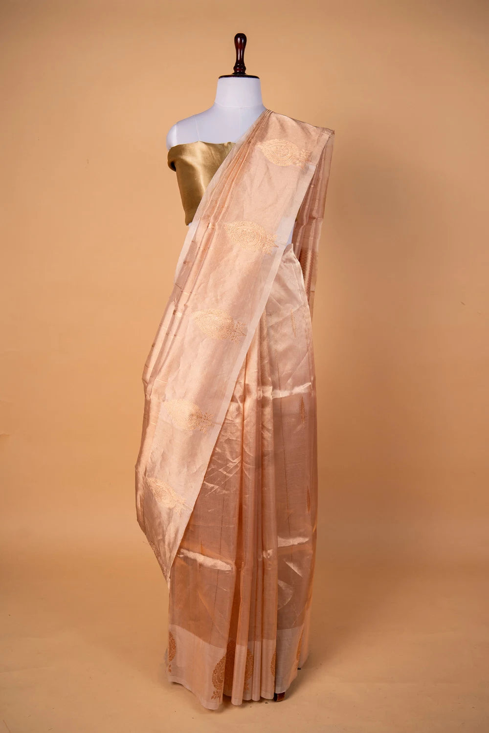 Beige Handloom Tissue Silk Saree