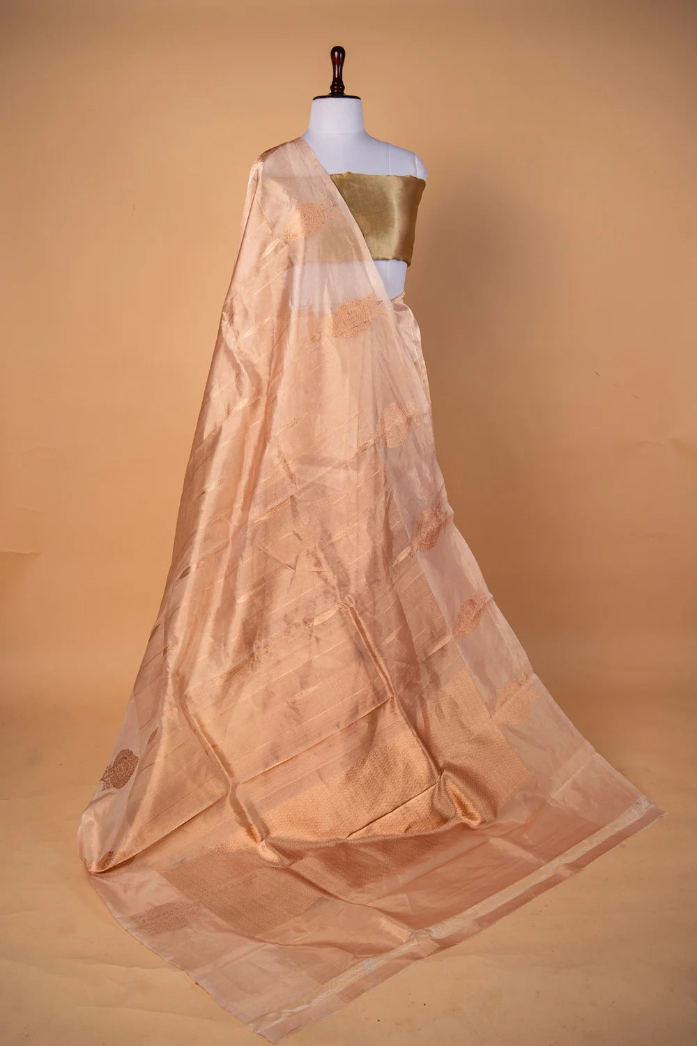 Beige Handloom Tissue Silk Saree