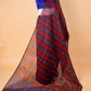 Maroon & Brown Striped Pure Linen Saree