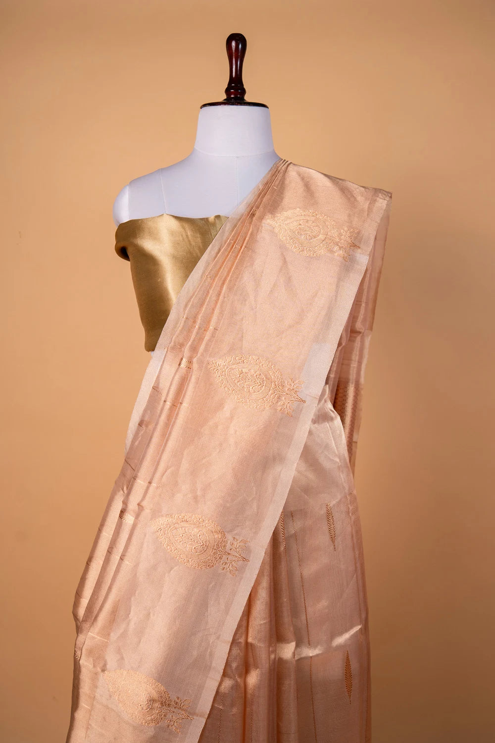 Beige Handloom Tissue Silk Saree