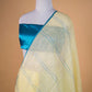 Yellow & Blue Stripes Pure Linen Saree