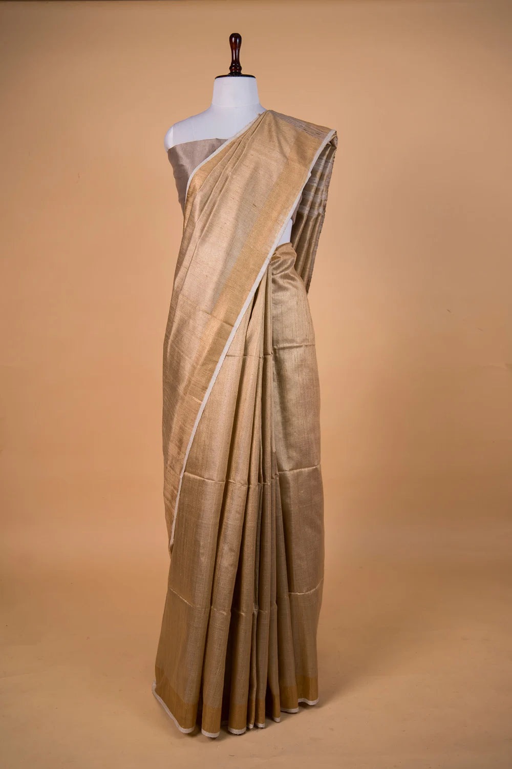Beige Handloom Raw Silk Saree