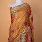 Beige Floral Embellished Tussar Silk Saree