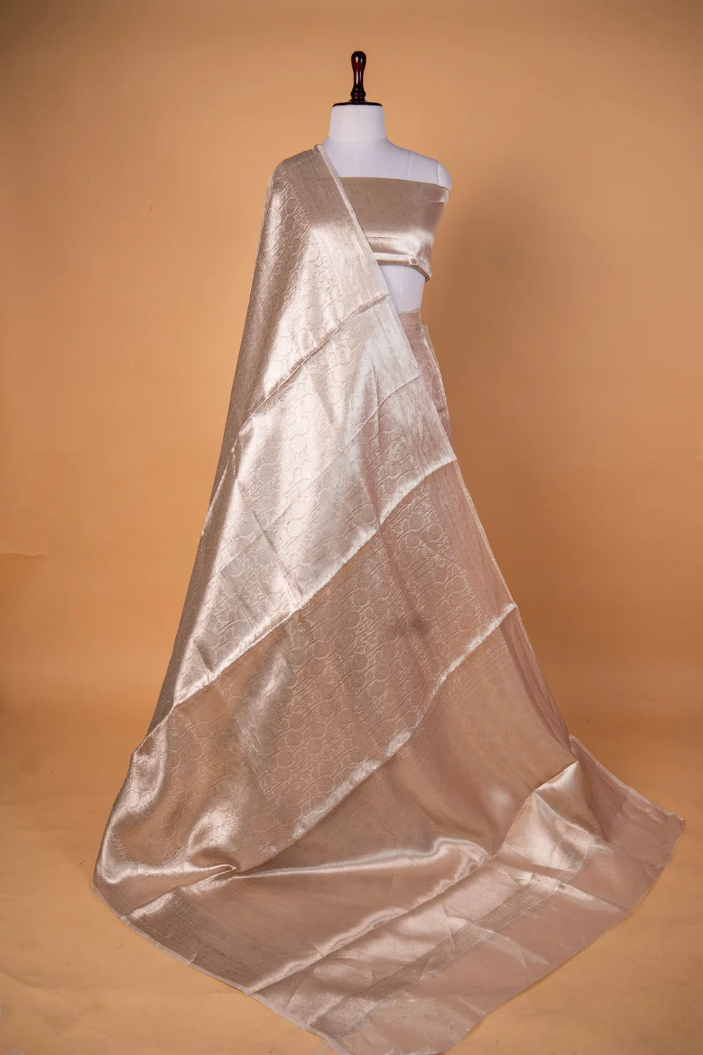 Rekhaji Inspired Silver Tissue Silk Saree