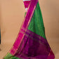 Bright Green Zari Buta Raw Silk Saree
