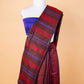 Maroon & Brown Striped Pure Linen Saree