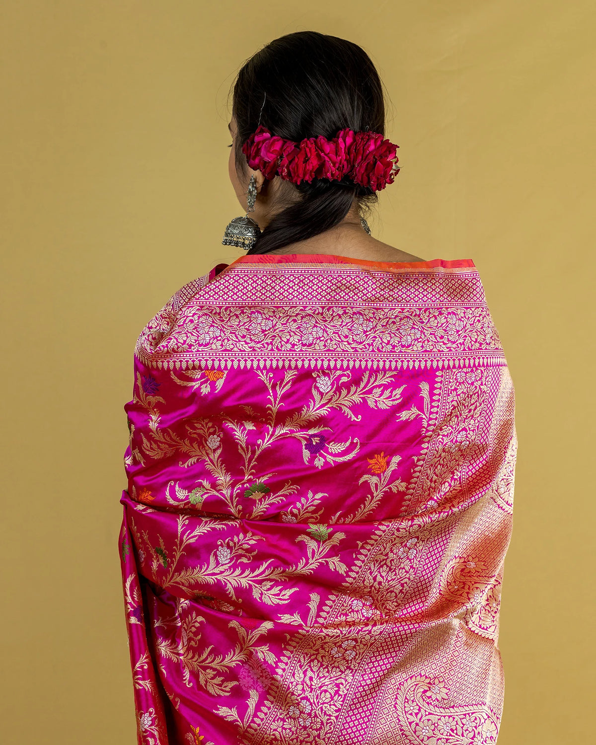 Rani Pink Kadhwa Jangla Meenadar Banarasi Silk Saree