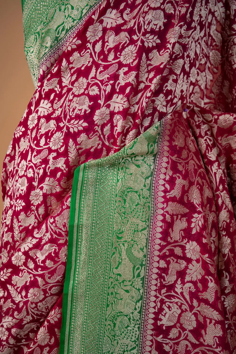 Rani & Green Shikargah Khaddi Silk Saree