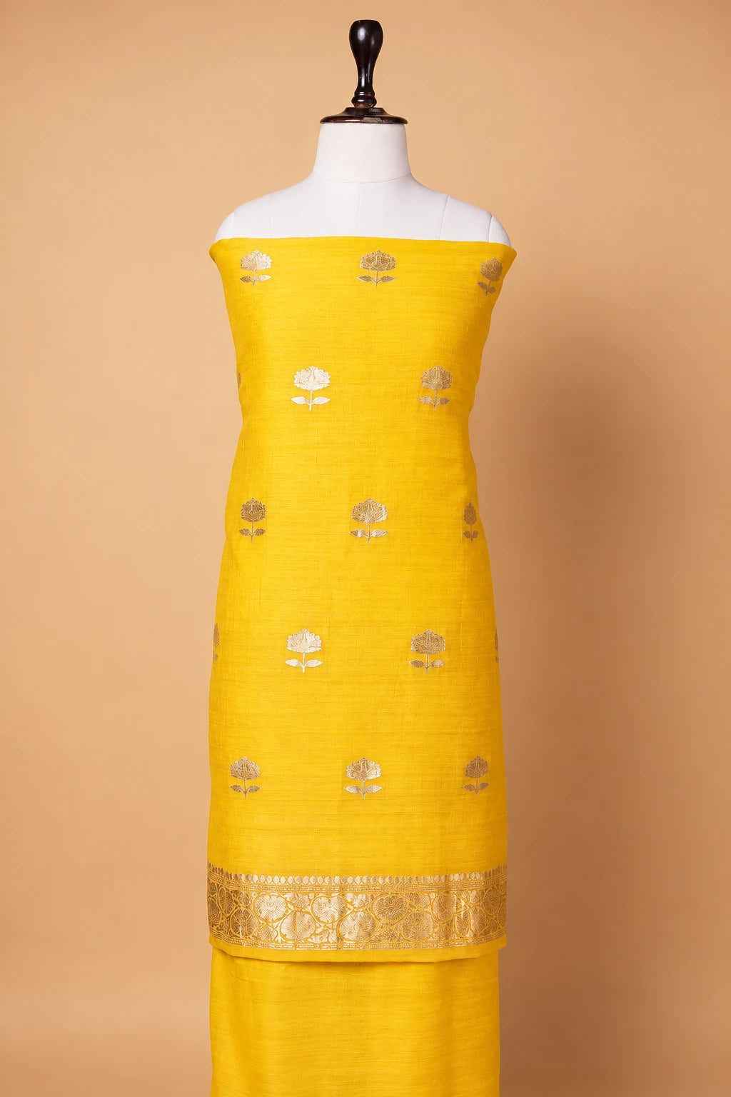 Yellow Linen Silk Weaving Co-ord Set