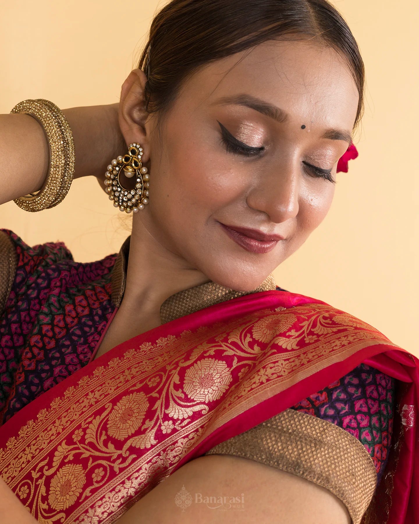 Ruby Pink Handwoven Katan Banarasi Silk Saree
