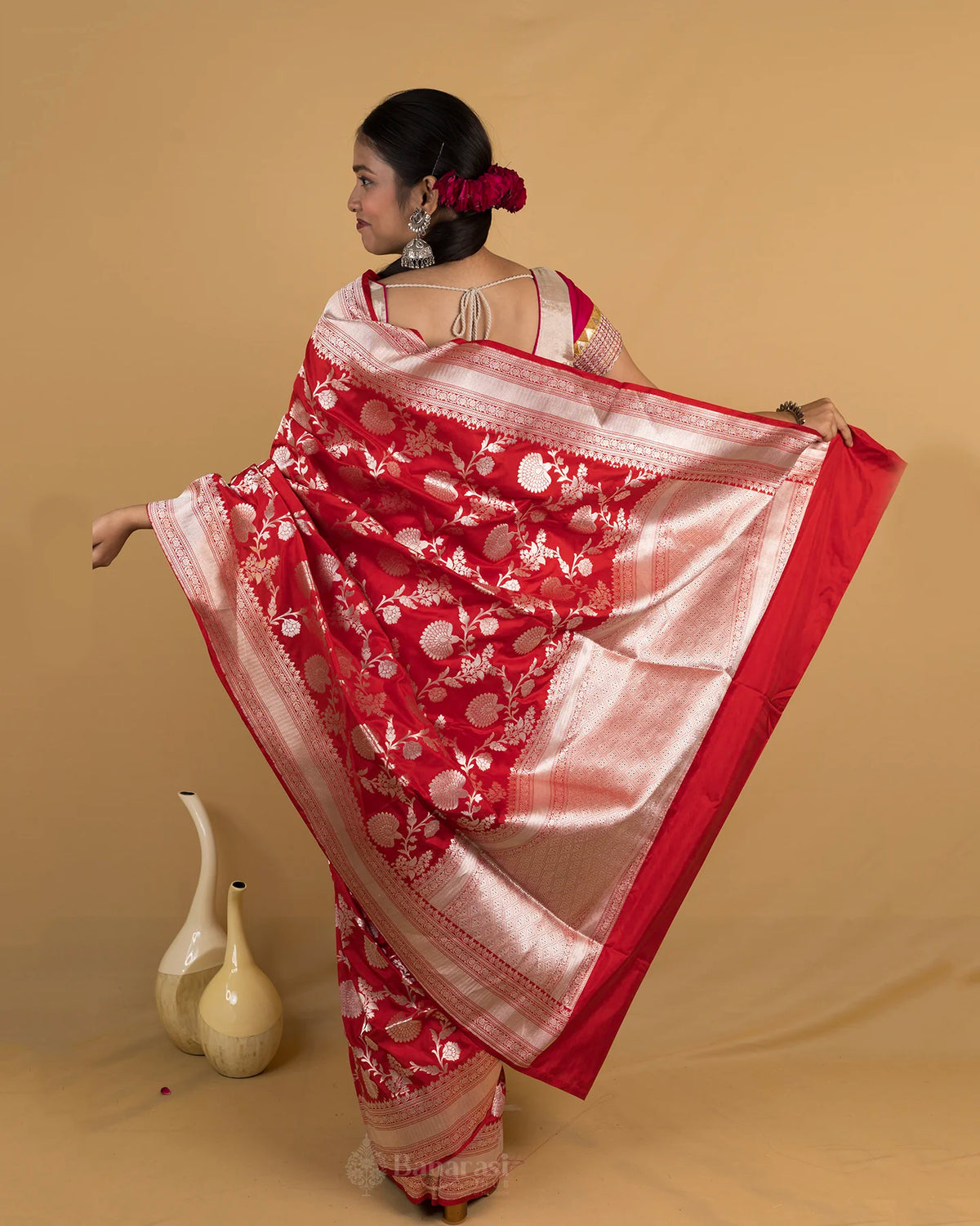 Sinduri Red Rupa Zari Katan Banarasi Silk Saree